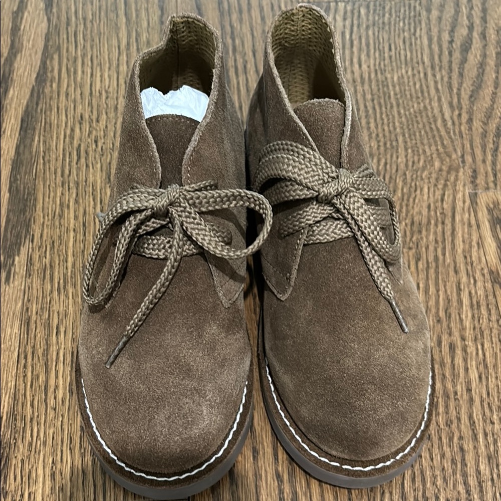 Kids Brown Suede Lace-Up Shoes
